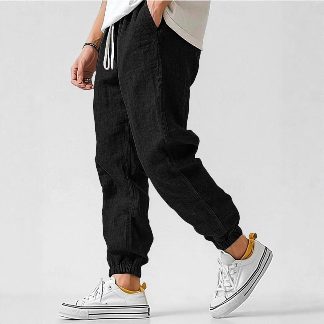 Herren Bequeme Leinenhose mit elastischem Bund und seitlichen Taschen R&B