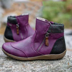 Damen nan lederoptik gefütterte Stiefelette mit seitlichem Reißverschluss und rutschfester Laufsohle R&B