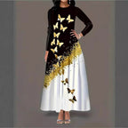Damen Maxikleid mit elegantem Design und lR&Bendigem Schmetterlingsdruck R&B
