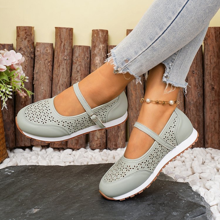 Damen Atmungsaktive Ballerinas mit dekorativer Perforation R&B