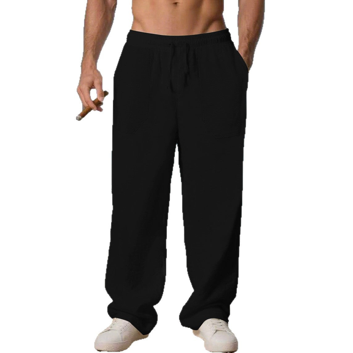 Herren Bequeme Strandhose mit seitlichen Taschen und elastischem Bund R&B