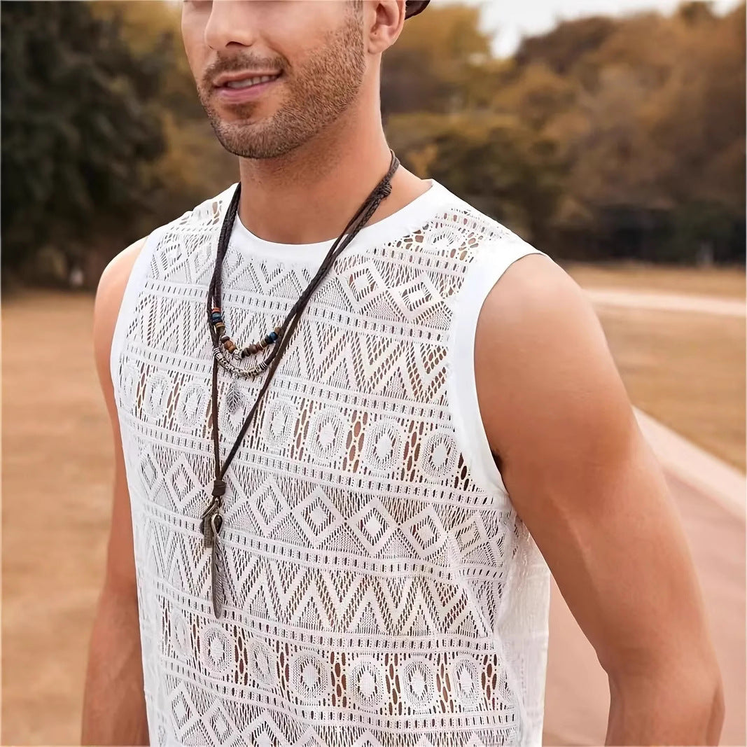 Herren Ärmelloses Netzshirt mit strukturiertem Design R&B