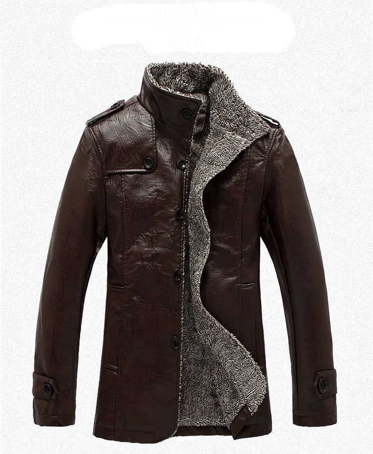Herren Kunstlederjacke mit warmem Innenfutter