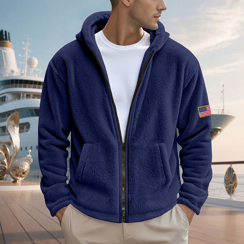 Herren Fleecejacke mit hohem Kragen und praktischen Seitentaschen R&B