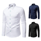Herren elegantes Langarmhemd mit kreativen Stickdetails R&B