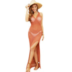 Damen Maxikleid mit raffiniertem V-Ausschnitt und hohem Schlitz R&B