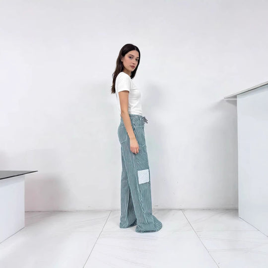 Damen weite Cargo-Hose mit praktischen Taschen und einzigartigem Design R&B