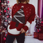 Damen Weihnachts-Pullover mit glitzerndem Baum-Motiv und kuscheliger Struktur R&B