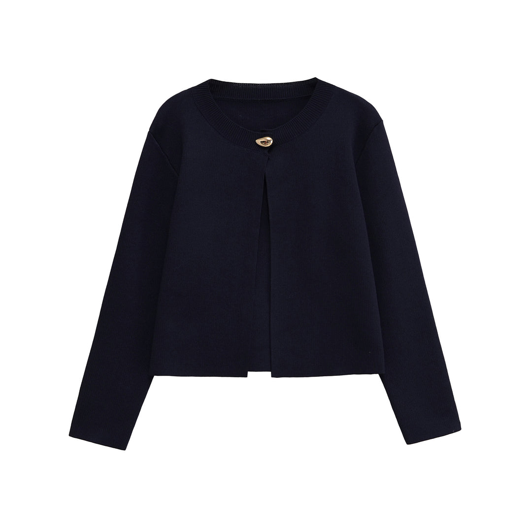 Damen elegante Strickjacke mit dekorativem Knopf R&B