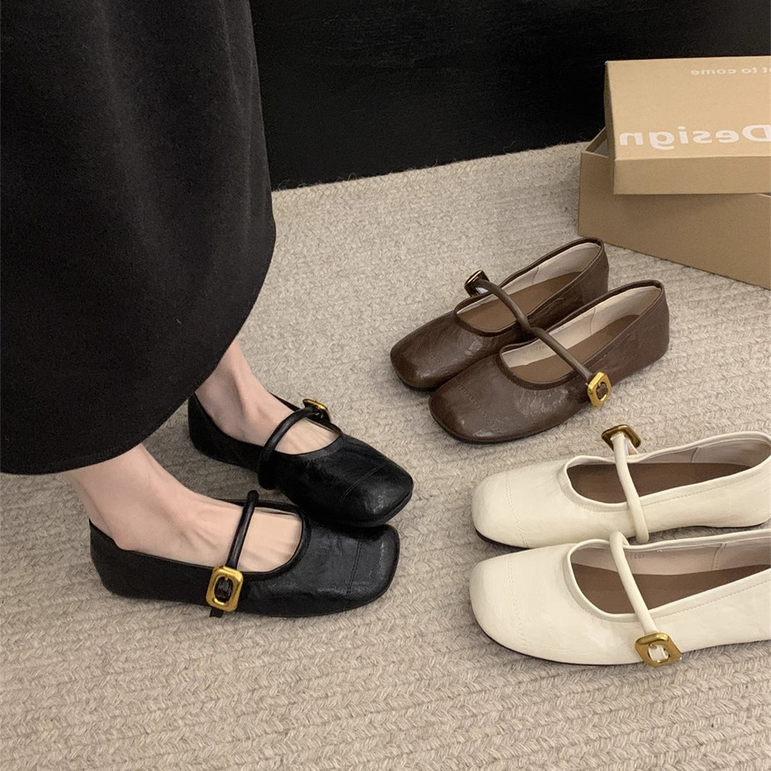 Damen elegante Ballerinas mit modischem Riemen und komfortabler Sohle R&B