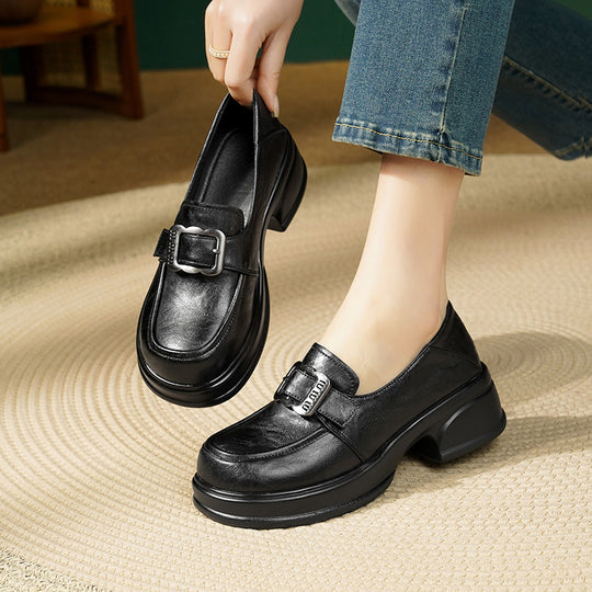 Damen elegante Mokassins mit modischem Schmuckdetail und komfortablem Blockabsatz R&B