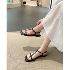 Damen elegante Zehentrenner-Sandalen mit schmalem Riemendesign