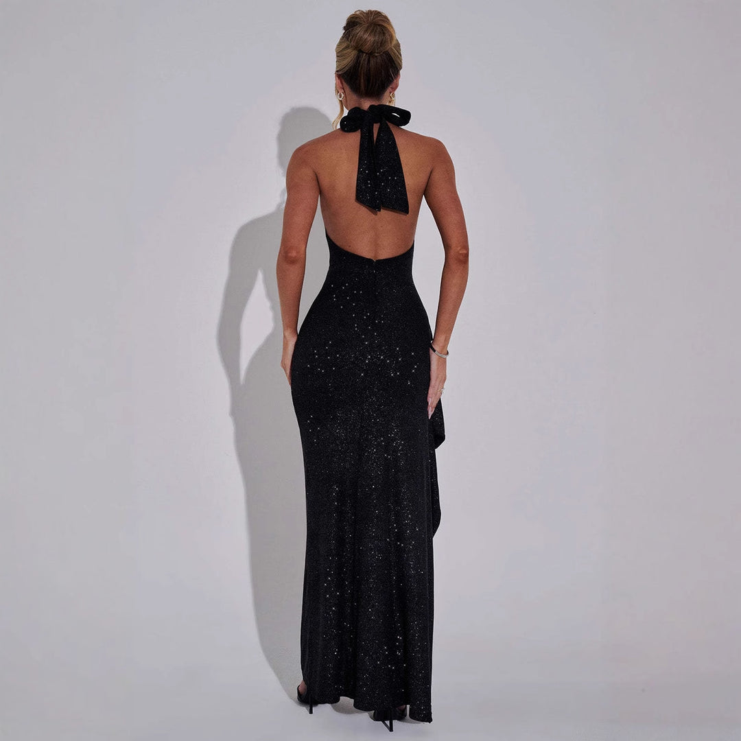 Damen Elegantes Abendkleid mit hohem Schlitz und Glitzerdetails R&B