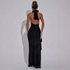 Damen Elegantes Abendkleid mit hohem Schlitz und Glitzerdetails R&B