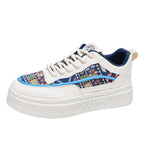 Damen Sneakers mit ikonischem Muster und keilförmiger Sohle R&B