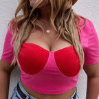 Damen Cropped Top mit raffiniertem Bustier-Design und kurzen Ärmeln R&B