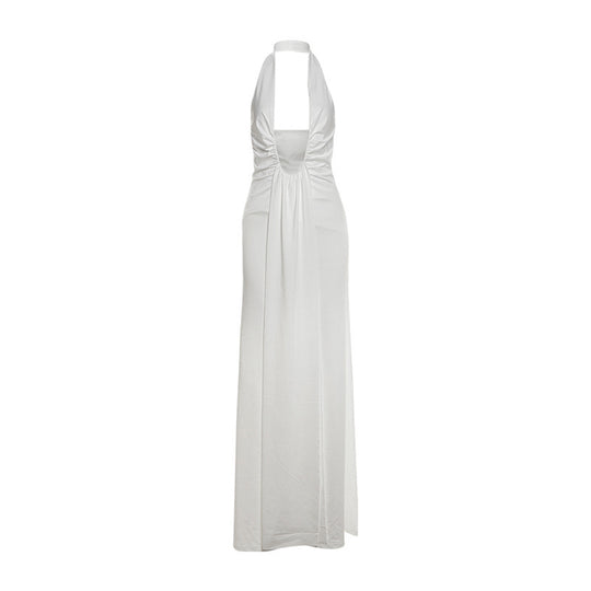 Damen Maxikleid mit tiefem V-Ausschnitt und eleganten Drapierungen R&B