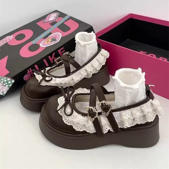 Damen Plateau-Schuhe mit verspieltem Rüschendesign und eleganten Akzenten R&B