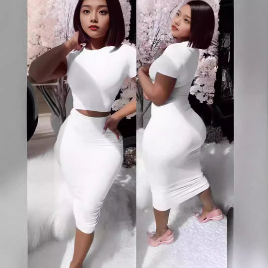 Damen Figurbetontes Kleid-Set mit kurzem Oberteil und Pencil-Rock R&B