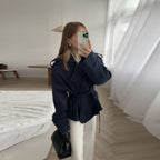 Damen Elegante oversized Trenchjacke mit Gürtel und strukturierten Ärmeln R&B