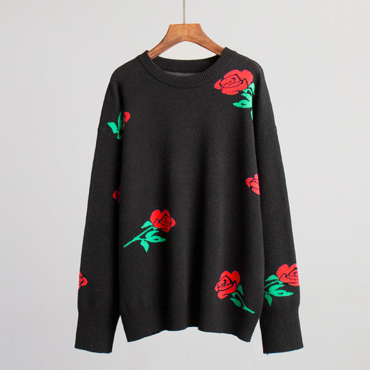 Damen weicher Strickpullover mit floralem Design R&B