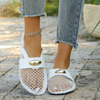 Damen trendige Netz-Sandalen mit glänzenden Akzenten und komfortablem Fußbett R&B