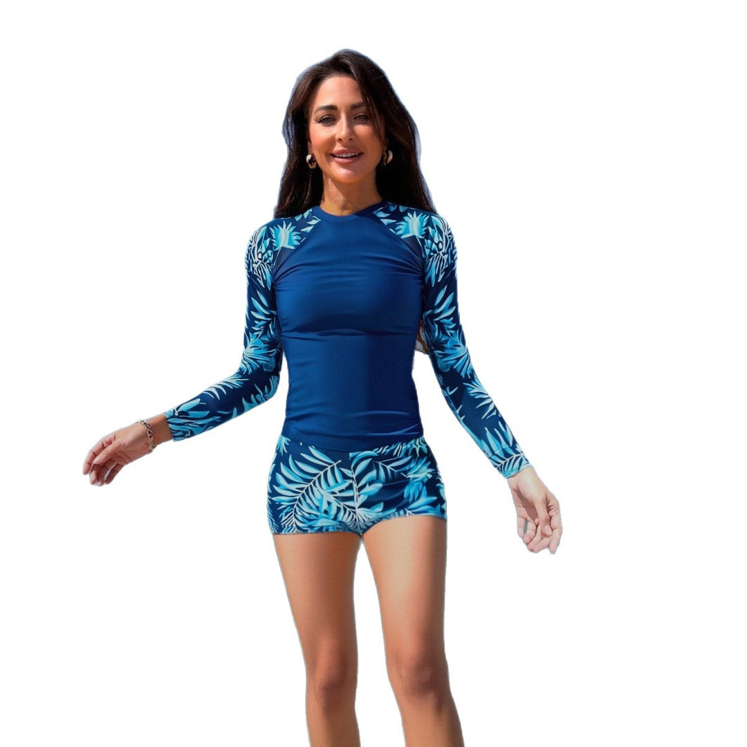 Damen langärmliger UV-Schutz-Schwimmanzug mit floralem Muster R&B