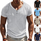 Herren Kurzarm Henley-Shirt mit strukturiertem Design und praktischen Knopfdetails R&B