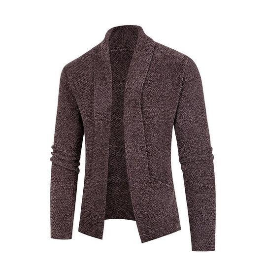 Herren Strickjacke mit modernem Schalkragen und feinem Strukturmuster R&B