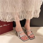 Damen Elegante Slingback-Pantoletten mit funkelnden Verzierungen und modischem Absatz R&B