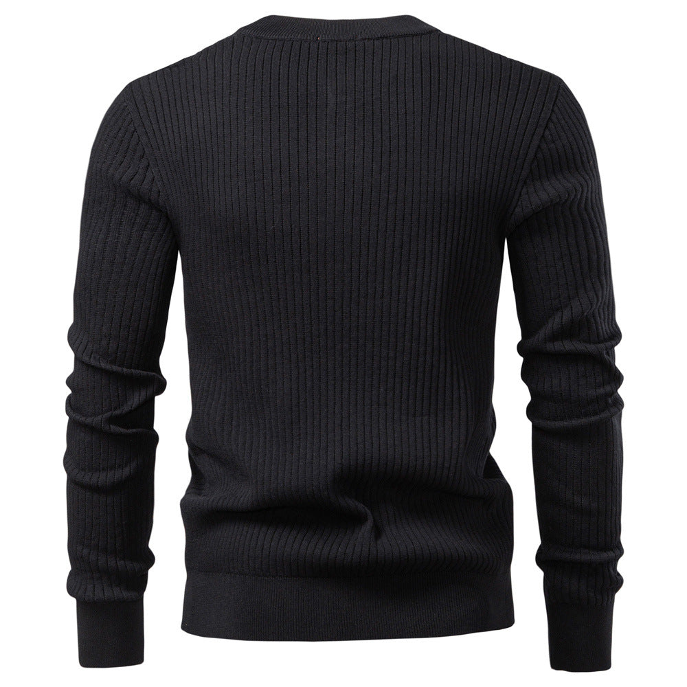 Herren Strickpullover mit feinem Rippenmuster und modischem Knopfdetail R&B