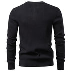 Herren Strickpullover mit feinem Rippenmuster und modischem Knopfdetail