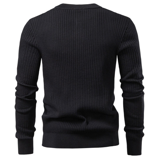 Herren Strickpullover mit feinem Rippenmuster und modischem Knopfdetail R&B