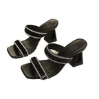 Damen glamouröse Blockabsatz-Sandalen mit funkelndem Strassdesign R&B
