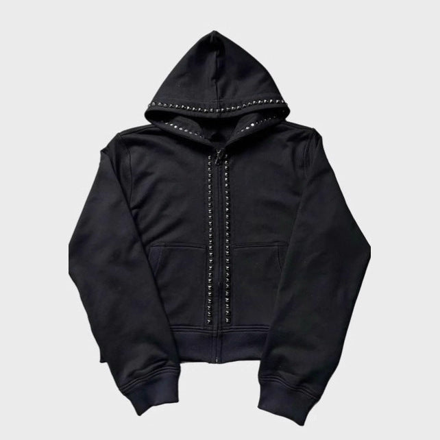 Damen Hoodie mit dekorativen Nieten und geradem Schnitt R&B