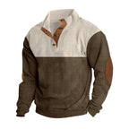 Herren nan Troyer Strickpullover mit Rippstruktur und Ellenbogen-Patches R&B