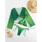 Damen Bikini-Set mit transparentem Oberteil und verstellbaren Trägern R&B