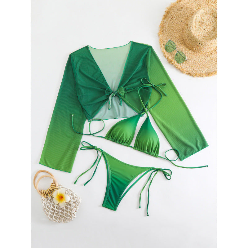 Damen Bikini-Set mit transparentem Oberteil und verstellbaren Trägern R&B