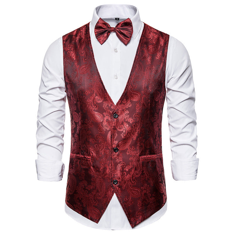Herren elegante Anzugweste mit feinem Paisleymuster R&B