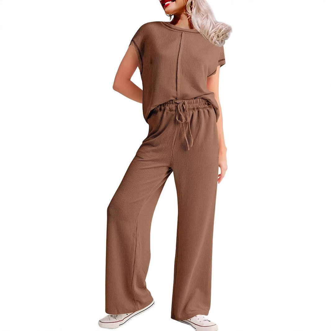 Damen lässiges Jumpsuit mit weit geschnittenem Bein und elastischem Bund R&B