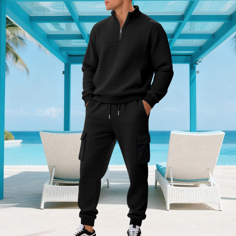 Herren Sweatshirt und Jogginghose Set mit Reißverschluss und praktischen Taschen R&B