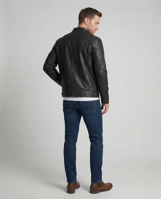 Herren Kunstlederjacke mit warmem Innenfutter R&B