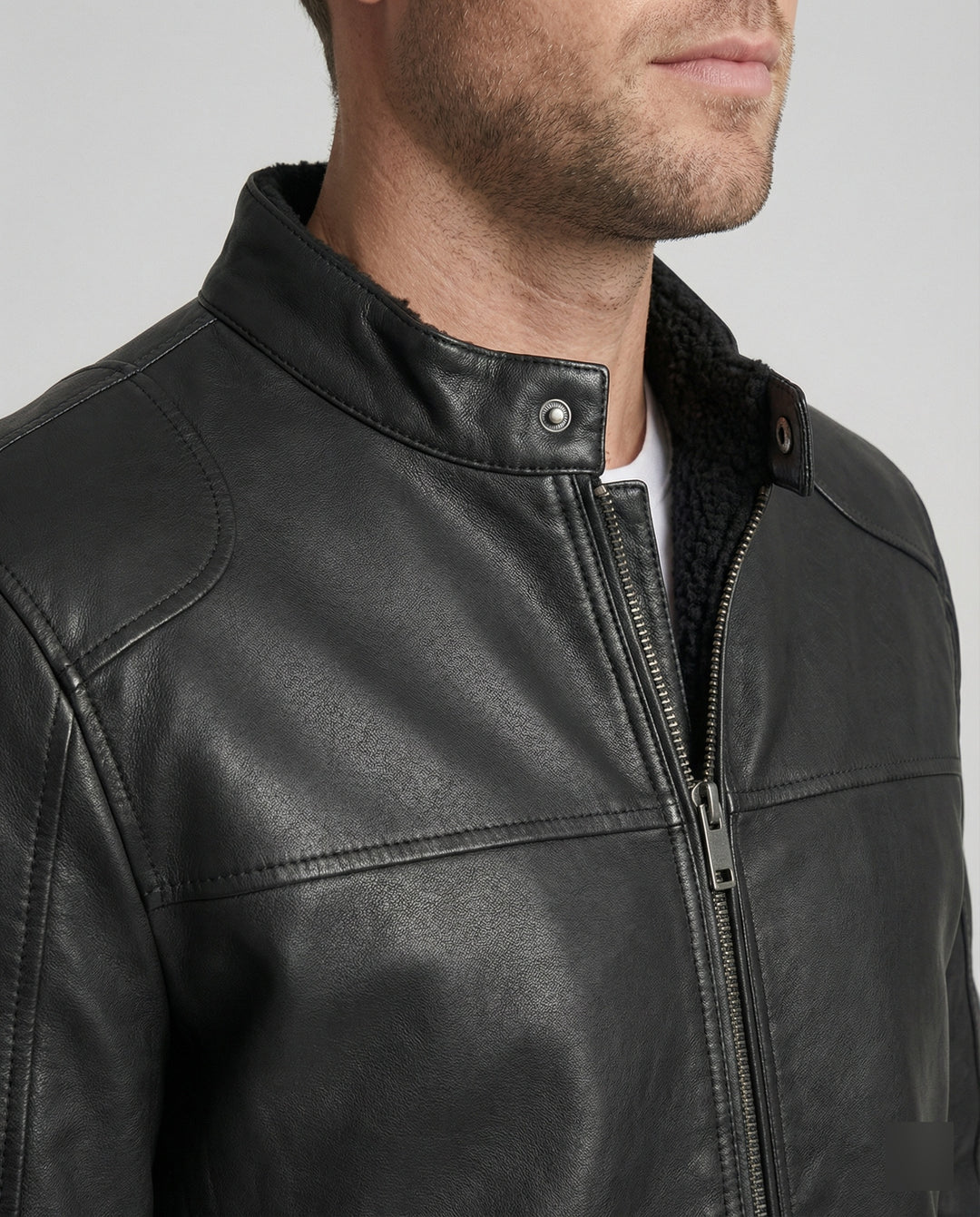 Herren Kunstlederjacke mit warmem Innenfutter R&B