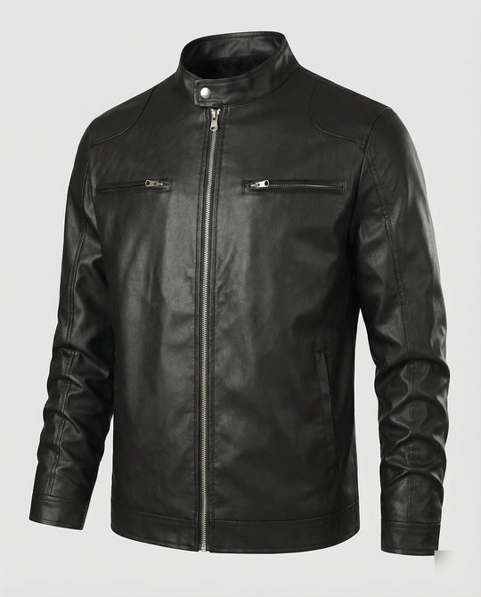 Herren Kunstlederjacke mit warmem Innenfutter R&B