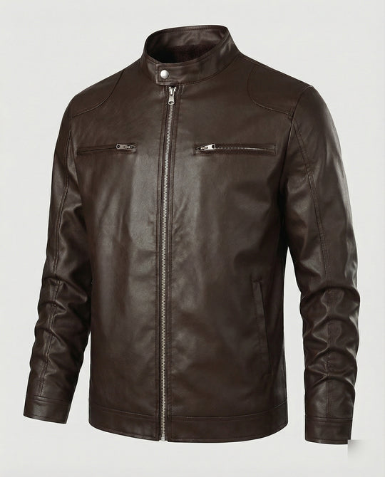 Herren Kunstlederjacke mit warmem Innenfutter R&B