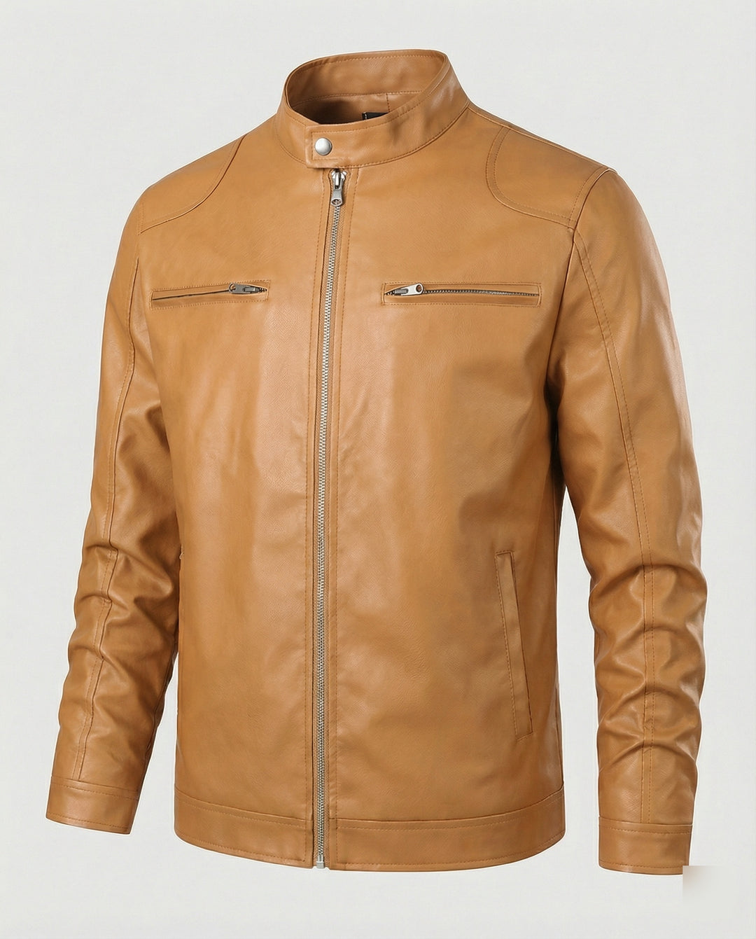 Herren Kunstlederjacke mit warmem Innenfutter R&B