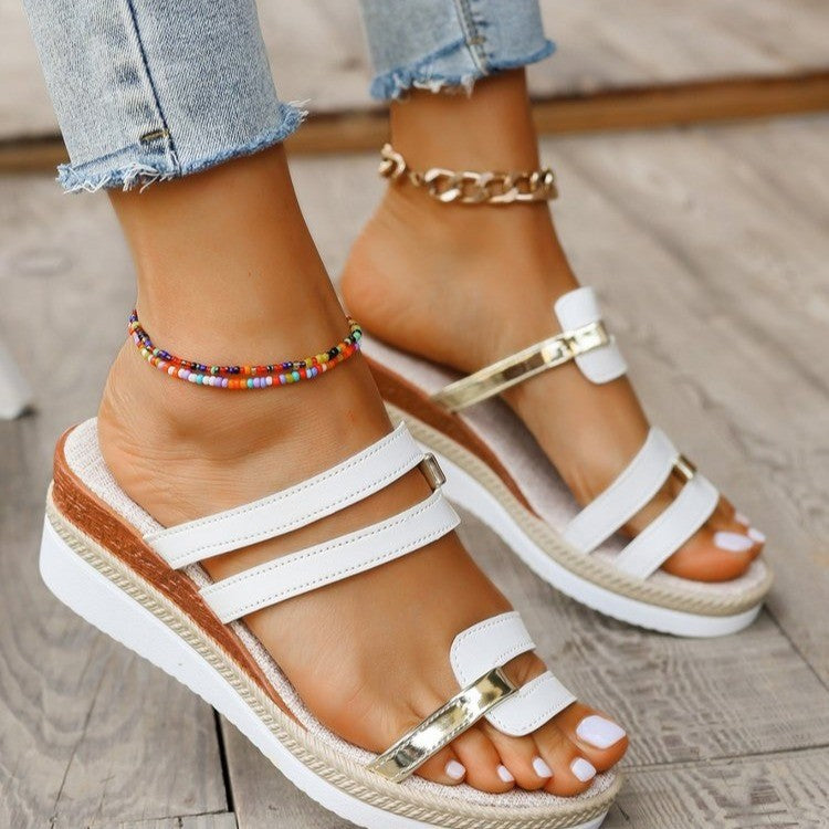 Damen Wedge-Sandaletten mit stylischem Riemen-Design und komfortablem Fußbett R&B