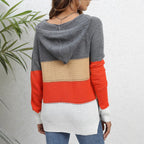 Damen Pullover mit lässigem Kapuzen-Design und einzigartigem Streifenmuster R&B