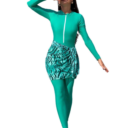 Damen eleganter UV-Schutz-Schwimmanzug mit Wickelrock R&B