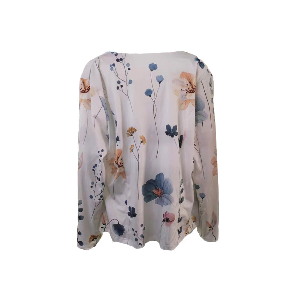 Damen Floral Bedruckte Strickjacke mit offenem Schnitt R&B